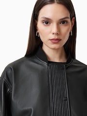 AllSaints Black Sofi Leather Bomber Jacket - Image 3 of 8
