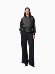 AllSaints Black Sofi Leather Bomber Jacket - Image 4 of 8
