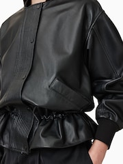 AllSaints Black Sofi Leather Bomber Jacket - Image 5 of 8