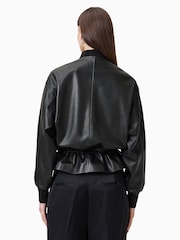 AllSaints Black Sofi Leather Bomber Jacket - Image 7 of 8