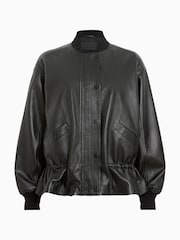 AllSaints Black Sofi Leather Bomber Jacket - Image 8 of 8