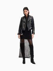 AllSaints Black/Gold Balfern Biker Jacket - Image 3 of 6