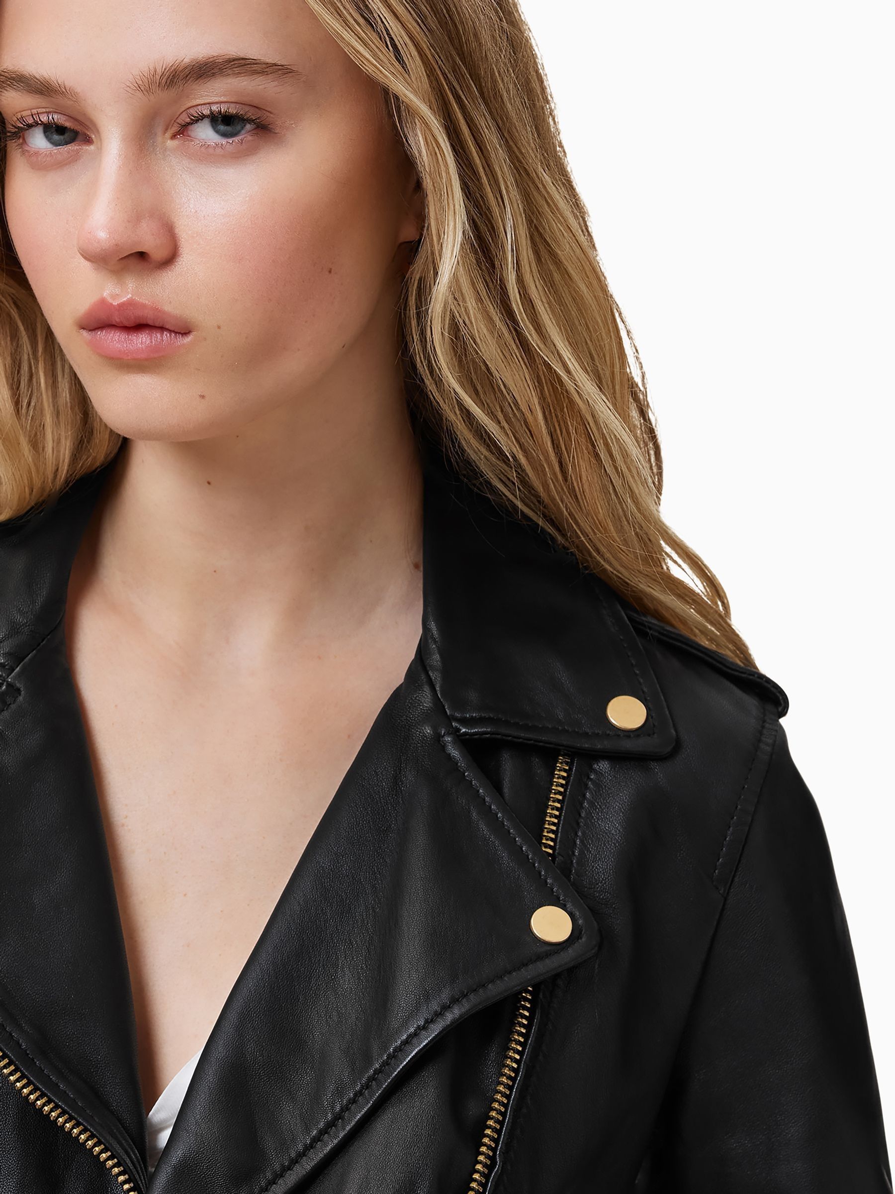 Buy AllSaints Black/Gold Balfern Leather Biker Jacket from Next USA