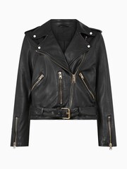 AllSaints Black/Gold Balfern Black/Gold Leather Biker Jacket - Image 8 of 8