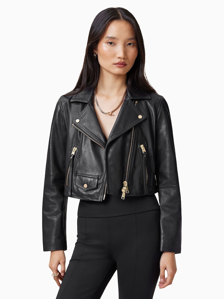 AllSaints Black Biker Jacket - Image 1 of 6