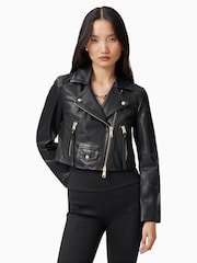 AllSaints Black Biker Jacket - Image 3 of 6