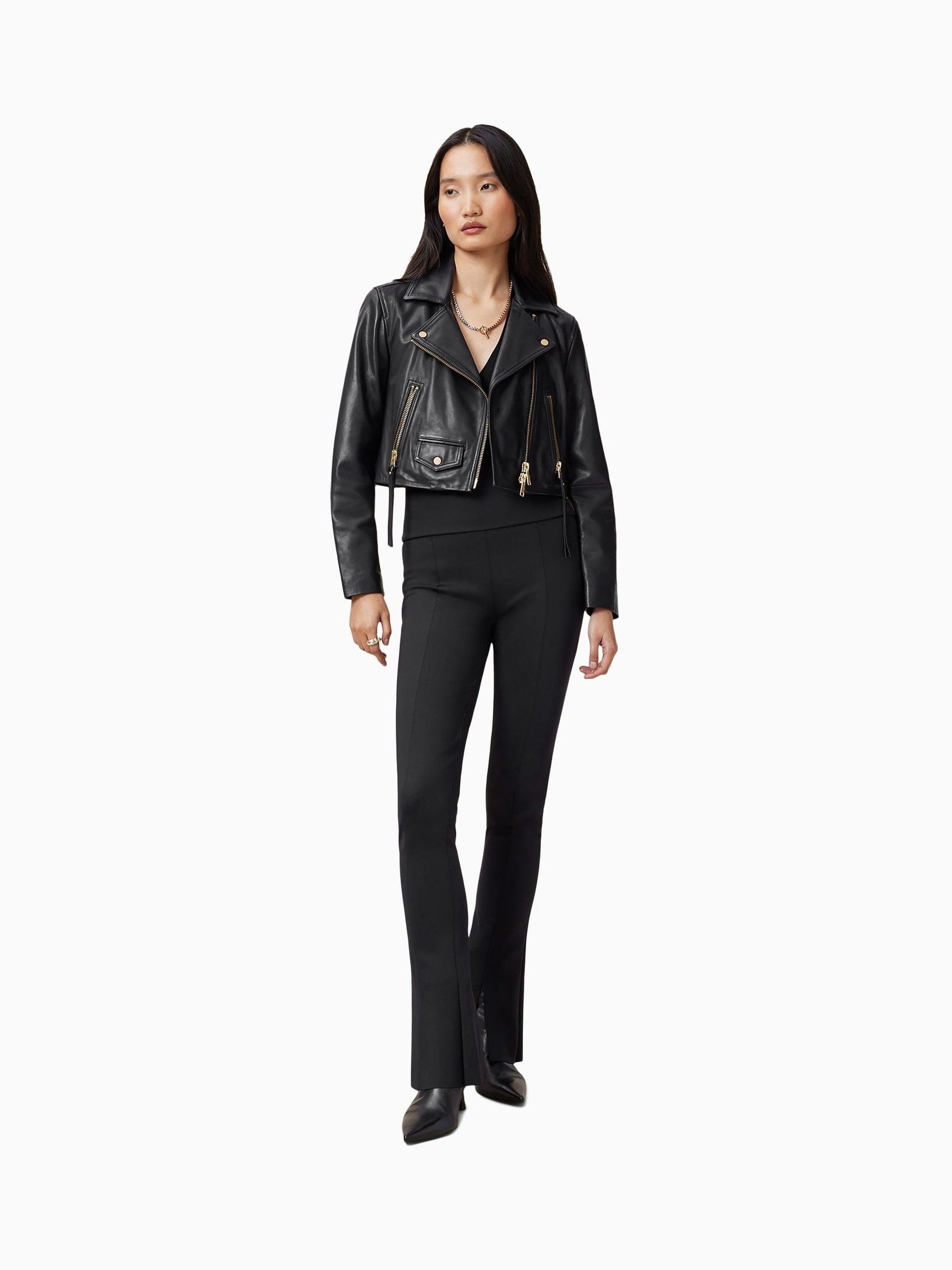 Buy AllSaints Black Elora Cropped Biker Jacket from Next USA