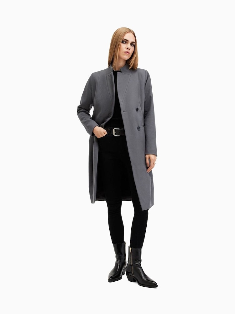 AllSaints Grey Sidney Coat - Image 2 of 9 AllSaints Grey Sidney Coat - Image 2 of 9