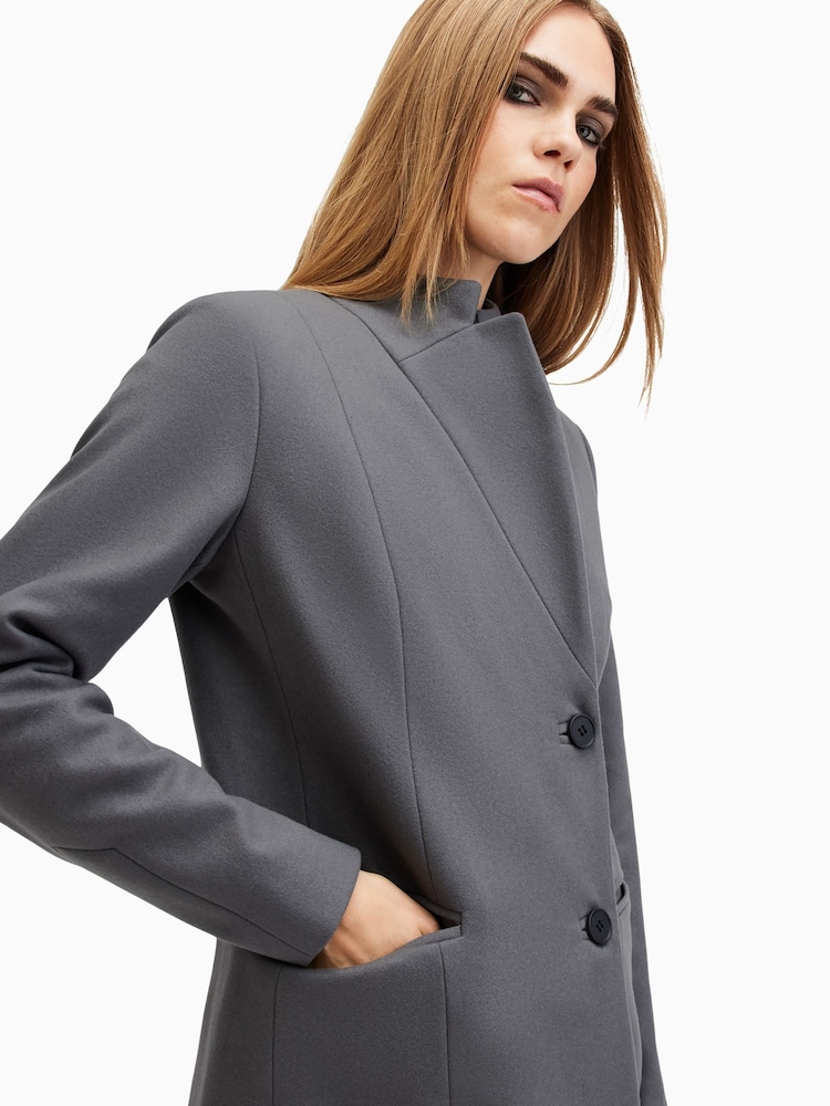 AllSaints Grey Sidney Coat - Image 4 of 9