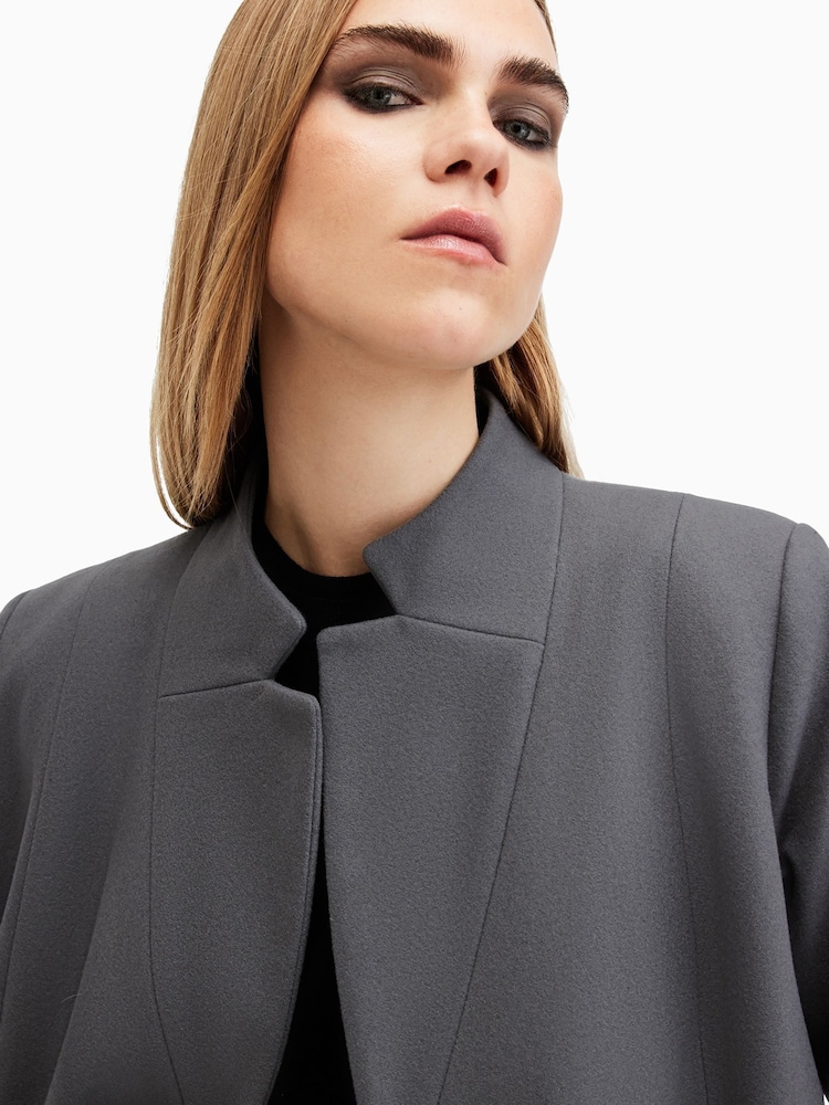 AllSaints Grey Sidney Coat - Image 6 of 9