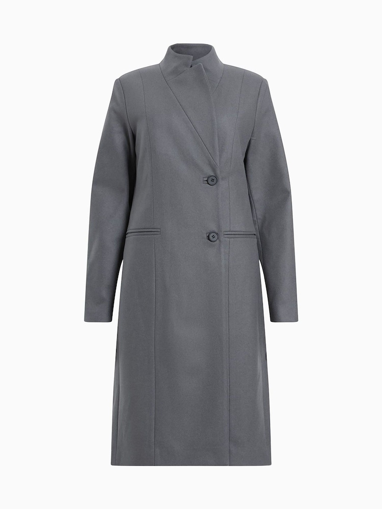 AllSaints Grey Sidney Coat - Image 9 of 9