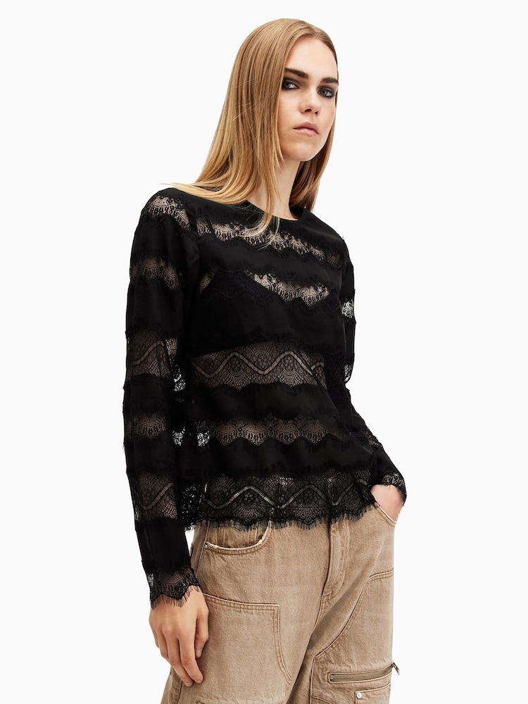 AllSaints Black Tiff Top - Image 2 of 8