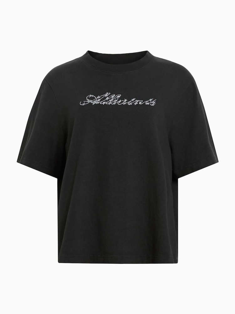 AllSaints Black Unity Lisa T-Shirt - Image 6 of 6