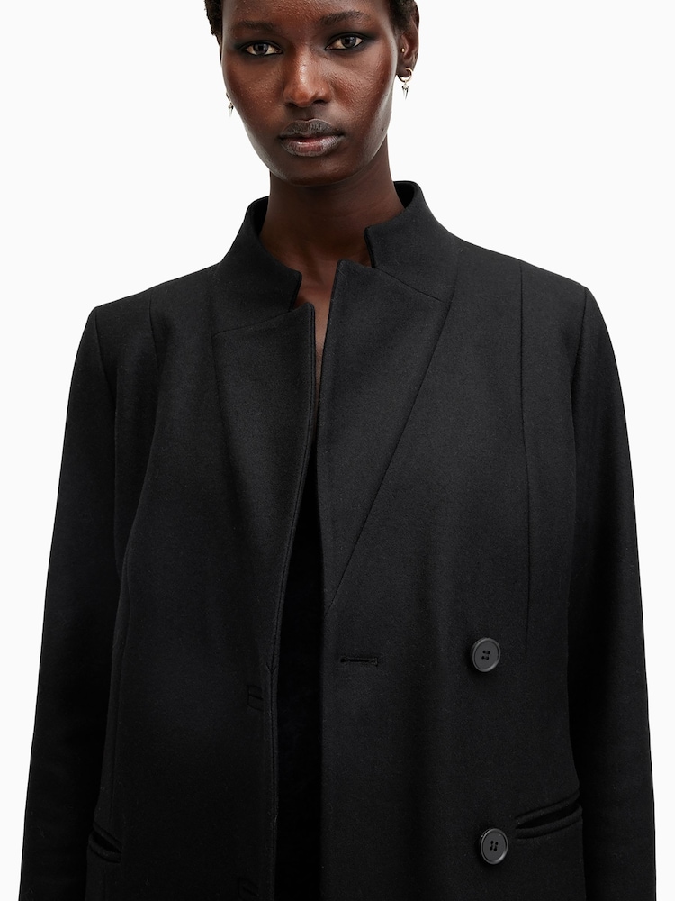 AllSaints Black Sidney Coat - Image 2 of 7