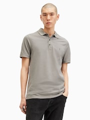 AllSaints Grey Reform Short Sleeve Polo Shirt - Image 1 of 5