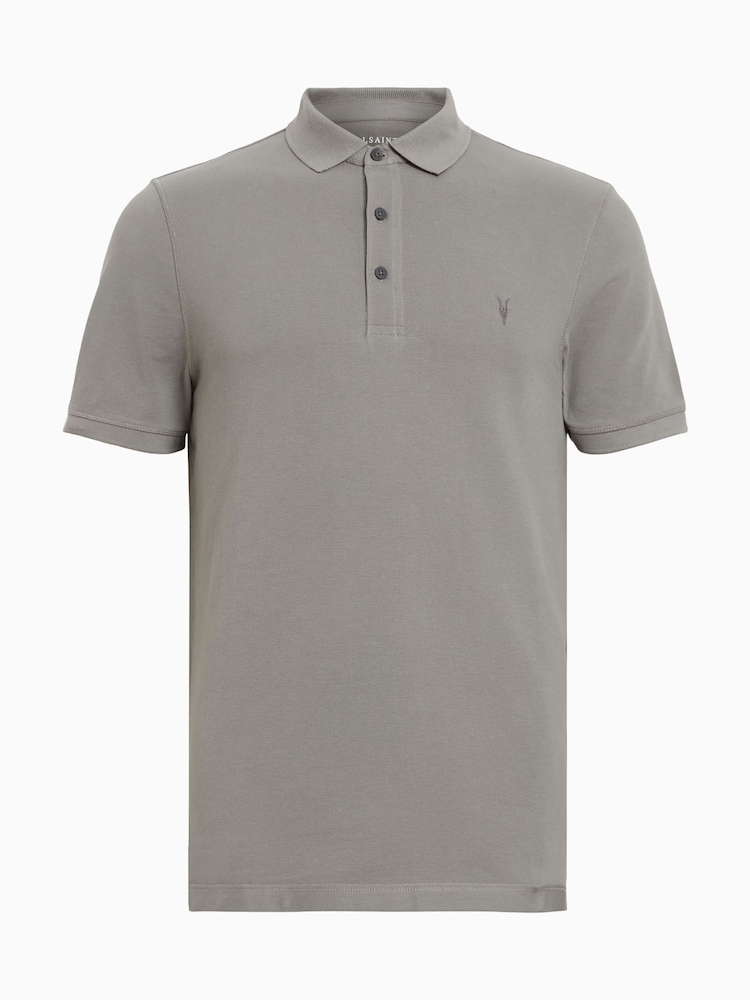 AllSaints Grey Reform Short Sleeve Polo Shirt - Image 5 of 5