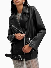 AllSaints Black Billie Biker Jacket - Image 1 of 7