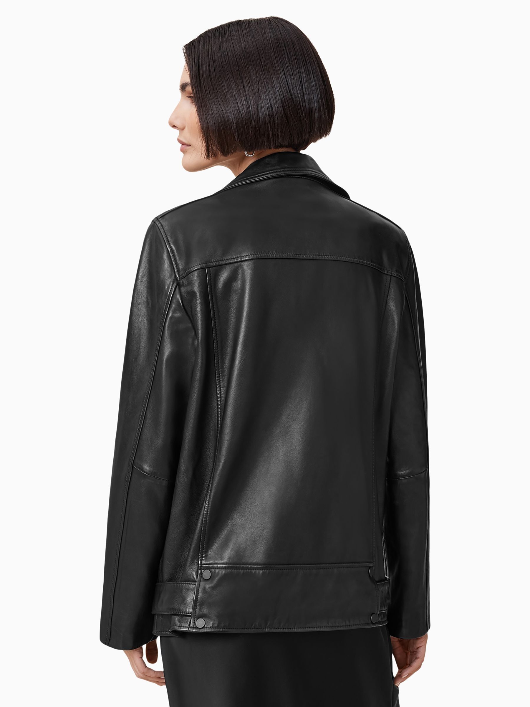 Buy AllSaints Black Billie Black Relaxed Fit Leather Biker Jacket