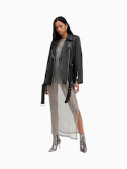 AllSaints Black Billie Biker Jacket - Image 2 of 7