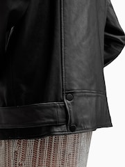 AllSaints Black Billie Biker Jacket - Image 4 of 7