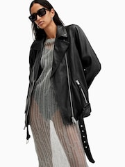 AllSaints Black Billie Biker Jacket - Image 5 of 7