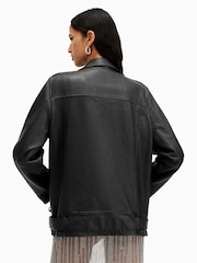 AllSaints Black Billie Biker Jacket - Image 6 of 7