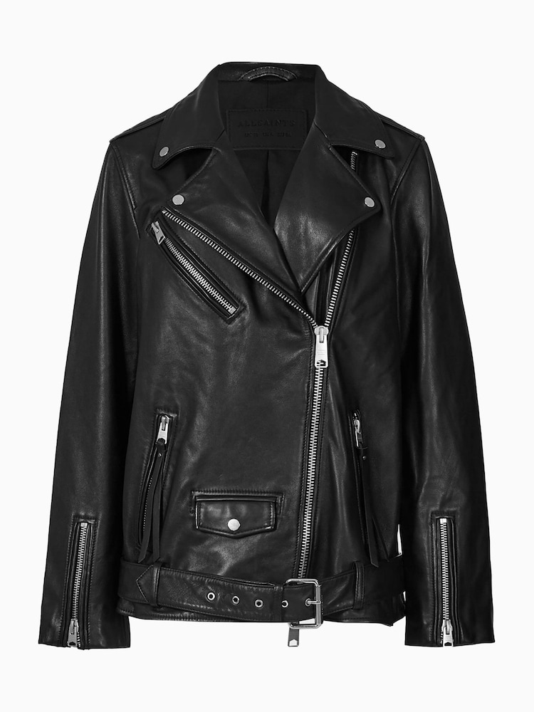 AllSaints Black Billie Biker Jacket - Image 7 of 7