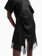 AllSaints Black Lana Lace 100% Cotton Dress - Image 6 of 9