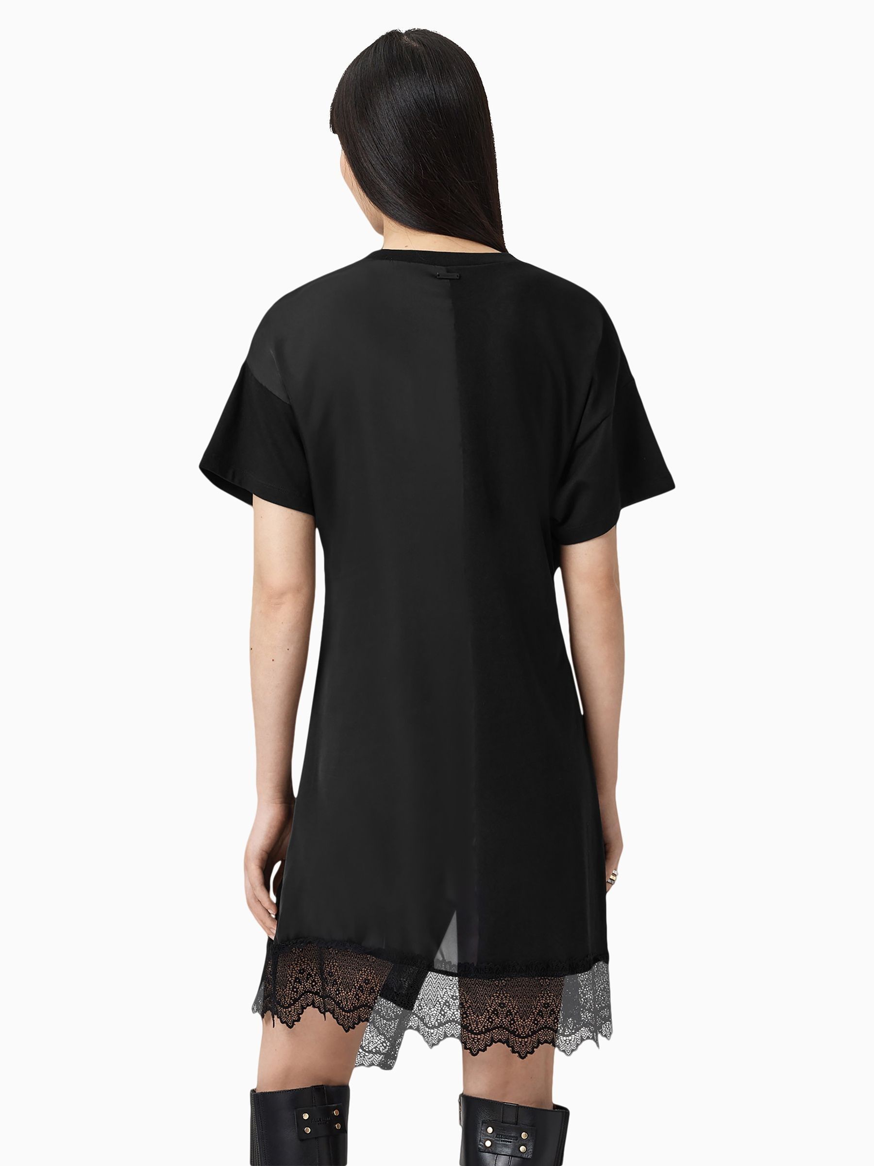 Buy AllSaints Black Lana Lace Trim Mini T-Shirt Dress from Next USA