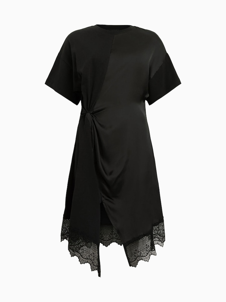AllSaints Lana Lace Trim Mini T-Shirt Dress - Slika 8 iz 8