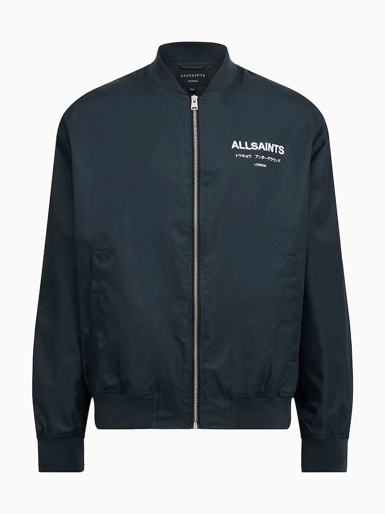 AllSaints Blue Underground Relaxed Fit Bomber Jacket - Image 10 of 10