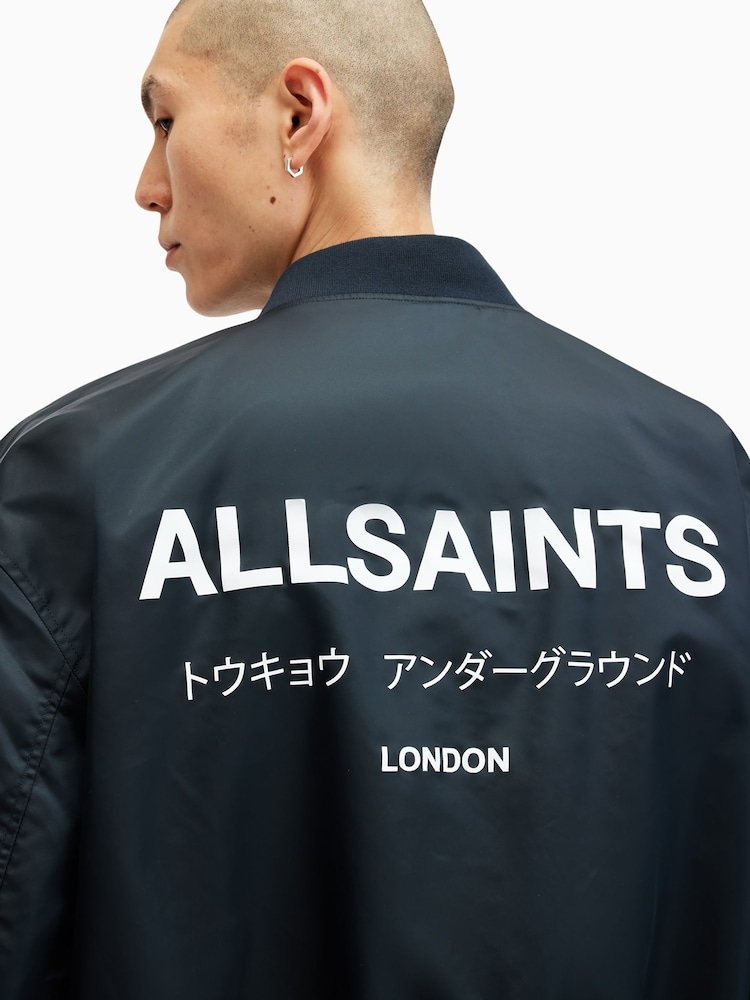 AllSaints Blue Underground Relaxed Fit Bomber Jacket - Image 2 of 10