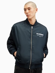 AllSaints Blue Underground Relaxed Fit Bomber Jacket - Image 4 of 10