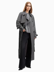 AllSaints Grey Koko Trench Jacket - Image 1 of 8