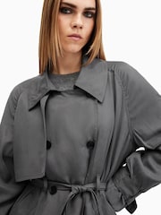 AllSaints Grey Koko Trench Jacket - Image 2 of 8