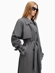 AllSaints Grey Koko Trench Jacket - Image 3 of 8