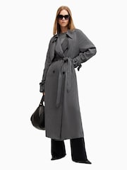 AllSaints Grey Koko Trench Jacket - Image 4 of 8