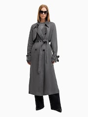 AllSaints Grey Koko Trench Jacket - Image 6 of 8
