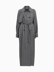 AllSaints Grey Koko Trench Jacket - Image 8 of 8