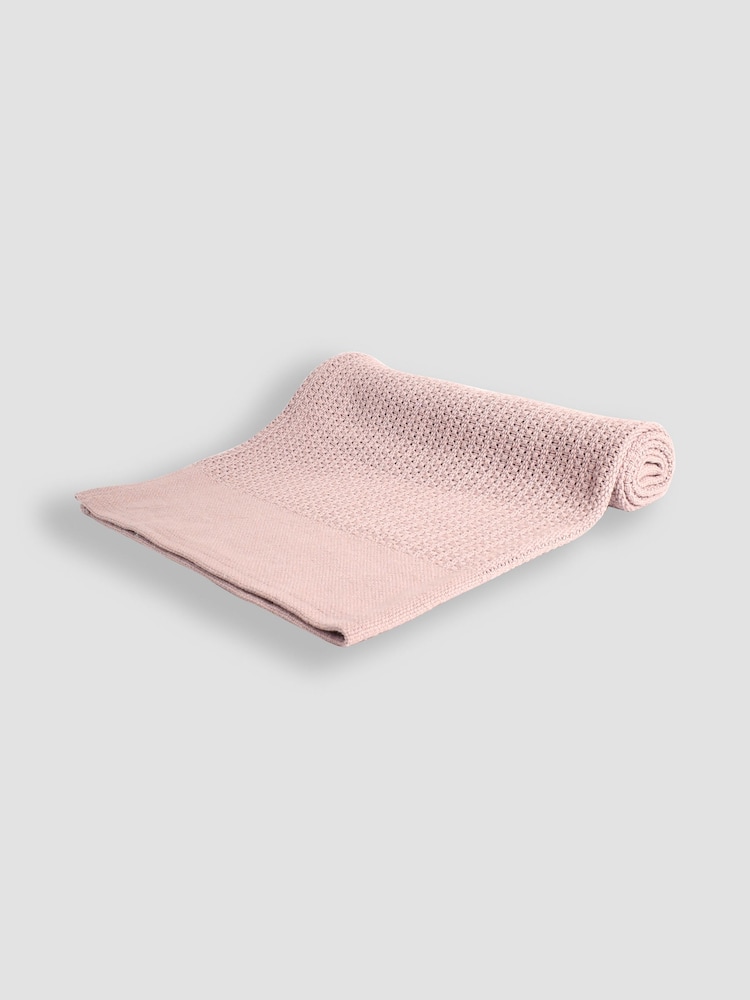 JoJo Maman Bébé Pink Woven Cellular Blanket - Image 1 of 2