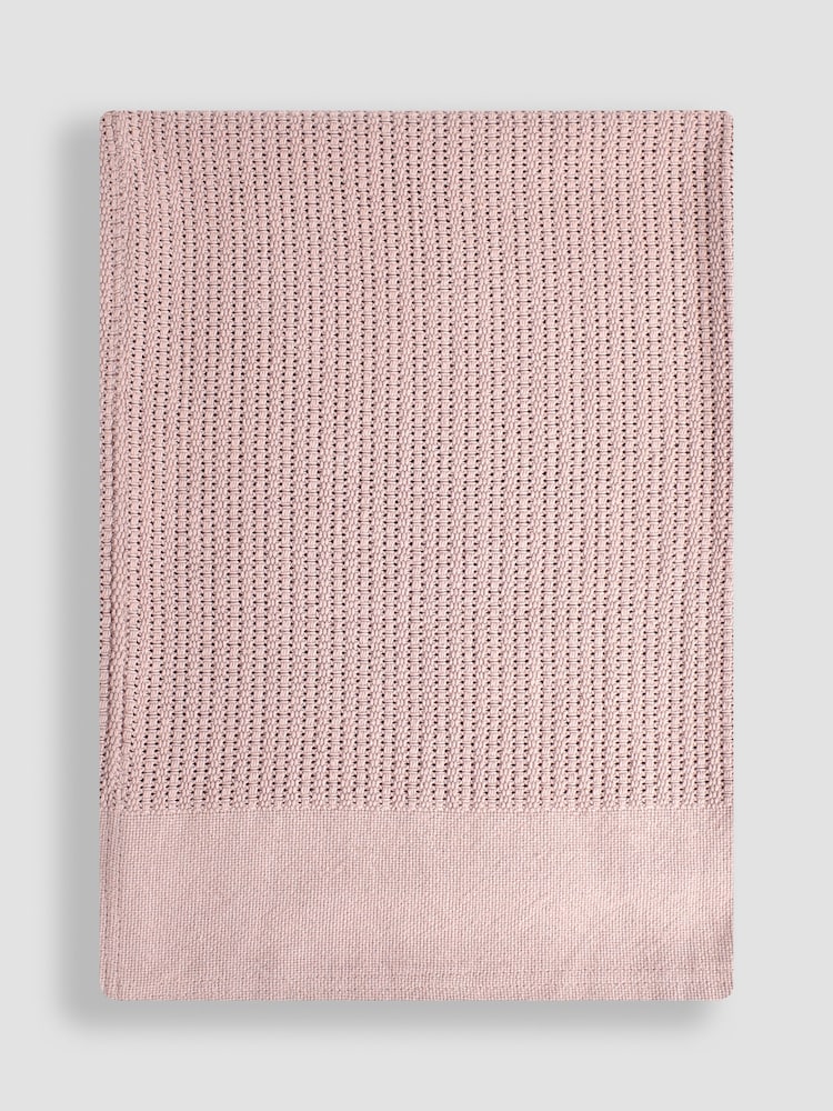 JoJo Maman Bébé Pink Woven Cellular Blanket - Image 2 of 2