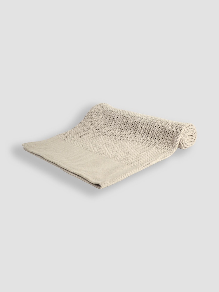 JoJo Maman Bébé Oatmeal Woven Cellular Blanket - Image 1 of 2