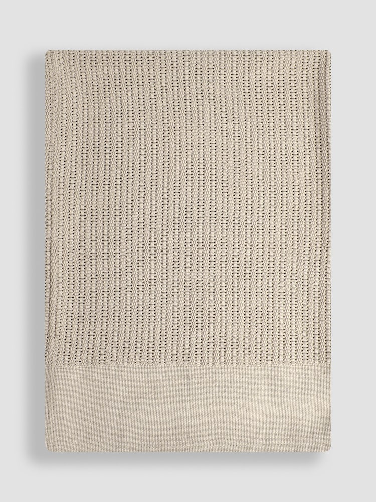 JoJo Maman Bébé Oatmeal Woven Cellular Blanket - Image 2 of 2