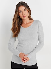 Grau - Long Tall Sally langärmliges Thermo-Oberteil aus Pointelle-Material - Bild 2 von 5