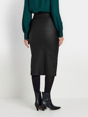 Long Tall Sally Black Coated Midi Skirt - Image 3 of 5