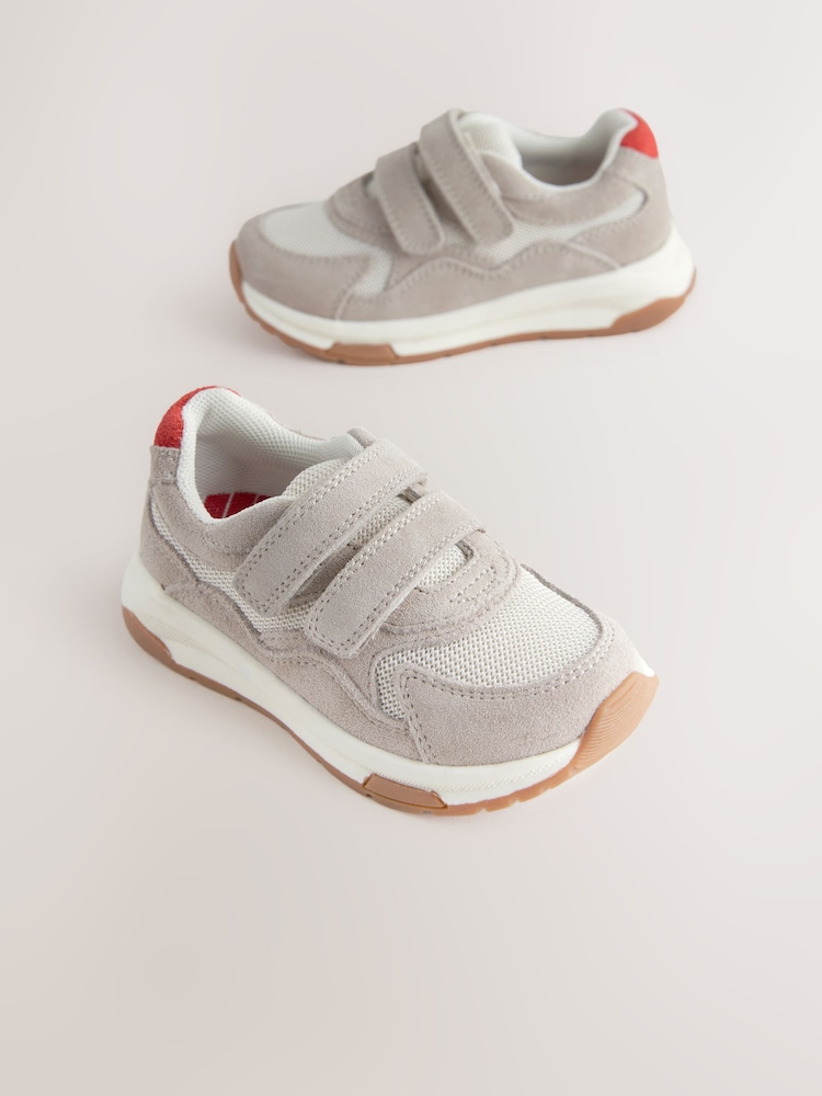 White/Neutral Suede Touch Fastening Trainers - Image 1 of 5