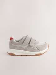 White/Neutral Suede Touch Fastening Trainers - Image 2 of 5