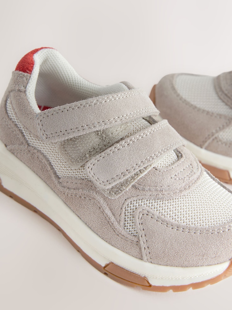 White/Neutral Suede Touch Fastening Trainers - Image 4 of 5