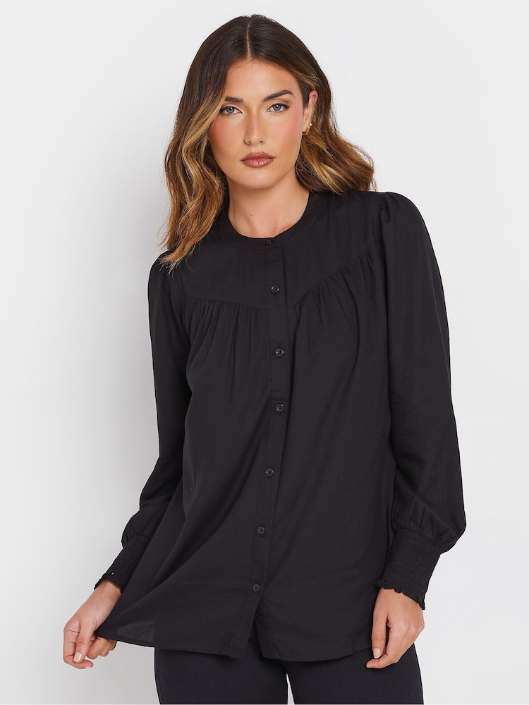 Long Tall Sally Black Long Sleeve Yoke Shirred Cuff Blouse - Image 1 of 5