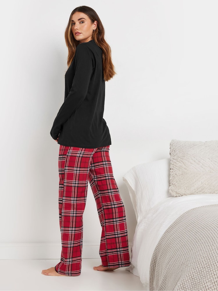 أحمر - بنطلون بيجامة رياضي بنمط مربعات من Long Tall Sally - صورة 2 من 6